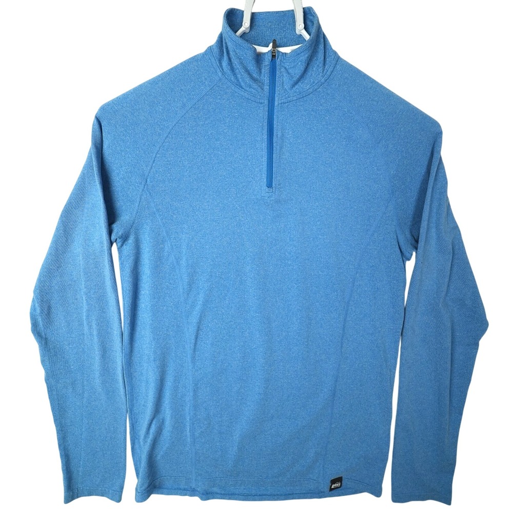 REI Co-op Mens Small Blue Heathered‎ Quarter Zip Pullover Performance Shirt